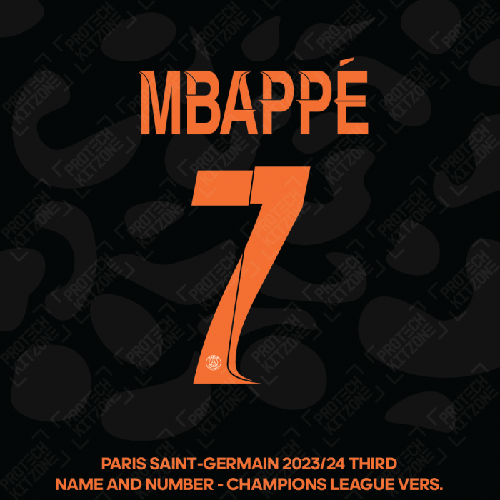 Mbappe 7 - Official Paris Saint-Germain 2023/24 Third Name and Number (UCL Version) 
