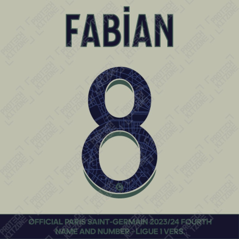 Fabian 8 - Official Paris Saint-Germain 2023/24 Fourth Name and Number (Ligue 1 Version) 