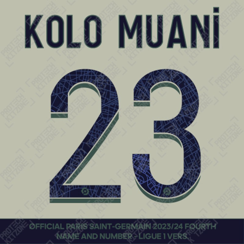 Kolo Muani 23 - Official Paris Saint-Germain 2023/24 Fourth Name and Number (Ligue 1 Version) 