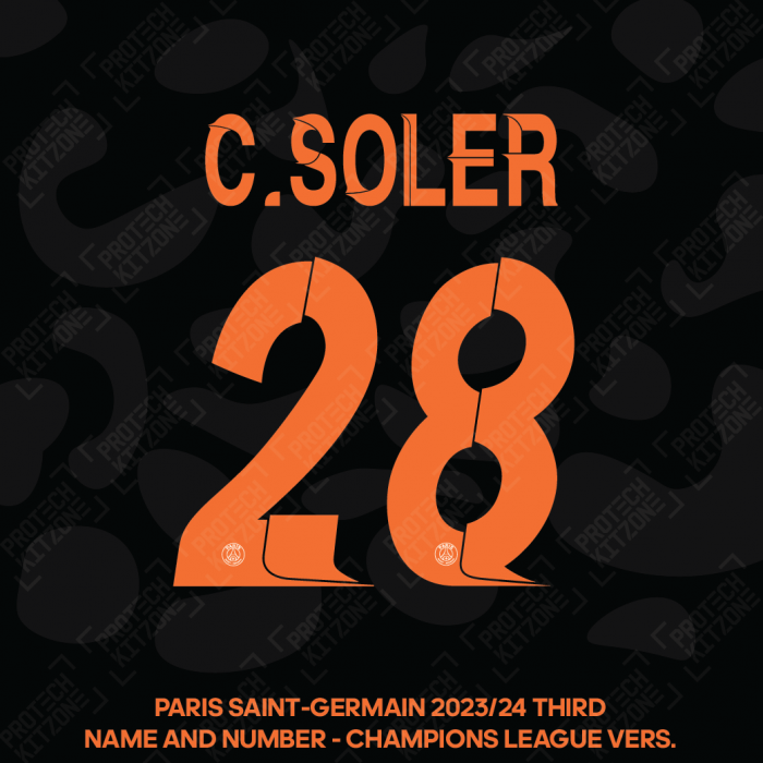 C.Soler 28 - Official Paris Saint-Germain 2023/24 Third Name and Number (UCL Version) 