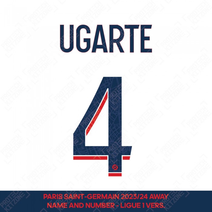 Ugarte 4 - Official Paris Saint-Germain 2023/24 Away Name and Number (Ligue 1 Version) 