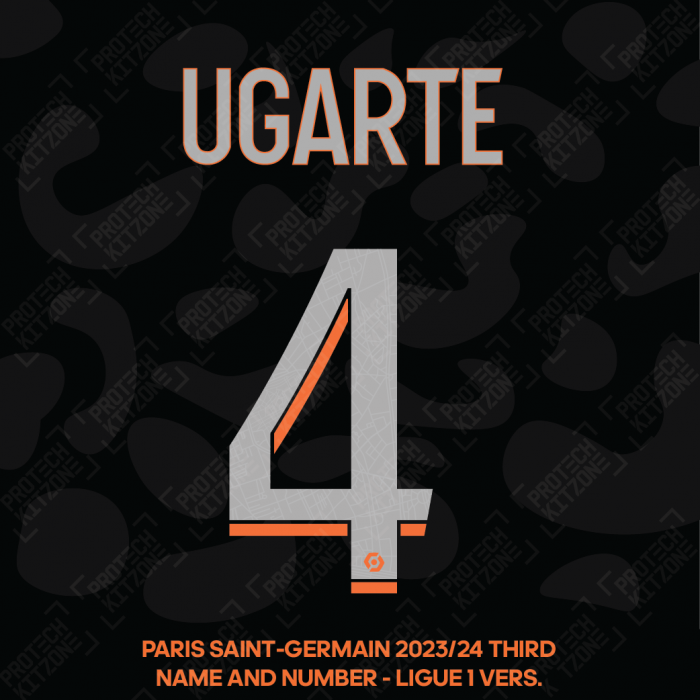 Ugarte 4 - Official Paris Saint-Germain 2023/24 Third Name and Number (Ligue 1 Version) 