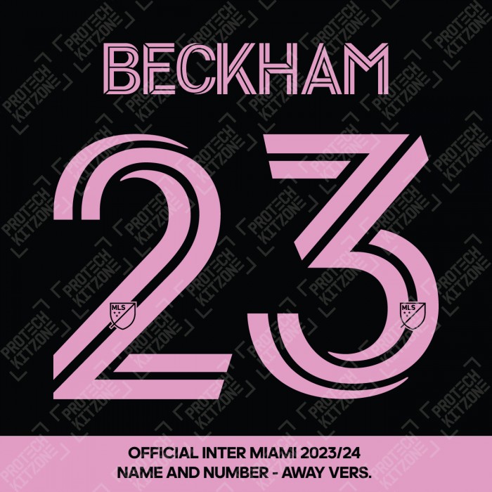 Beckham 23 - Official Inter Miami CF 2023/24 Away Shirt Name and Number (Pink) 