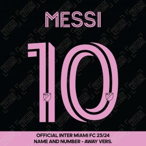 Messi 10 – Official Inter Miami CF 2023/24 Away Shirt Name and Number (Bliss Pink) 