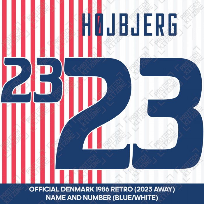 Højbjerg 23 (Official Denmark 1986 Retro / 2023 Away Name and Numbering) 