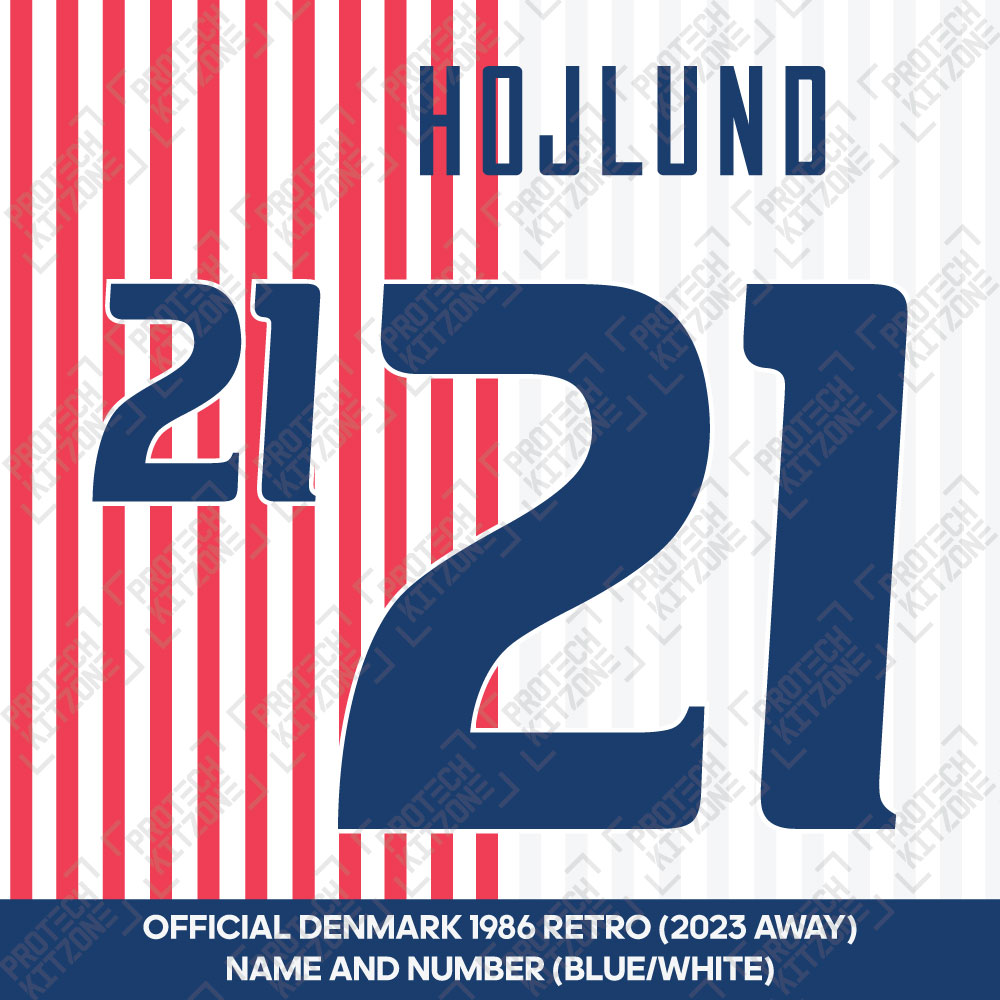 Hojlund 21 (Official Denmark 1986 Retro / 2023 Away Name and Numbering) (H21 DFA 2023 AW, Buy more Save more, ) by www.protechkitzone.com Hojlund 21 (Official Denmark 1986 Retro / 2023 Away Name and Numbering)
