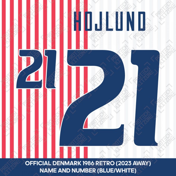 Hojlund 21 (Official Denmark 1986 Retro / 2023 Away Name and Numbering) 