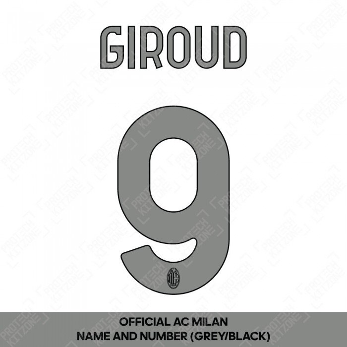 Giroud 9 (Official AC Milan 2023/24 Away Club Name and Numbering)