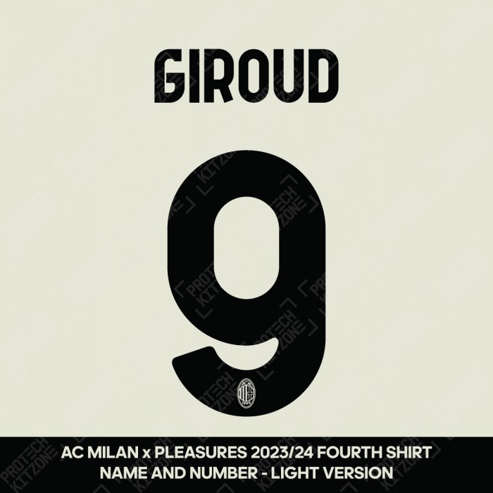 Giroud 9 (Official AC Milan x Pleasures 2023/24 Fourth Club Name and Numbering - Light Version) 