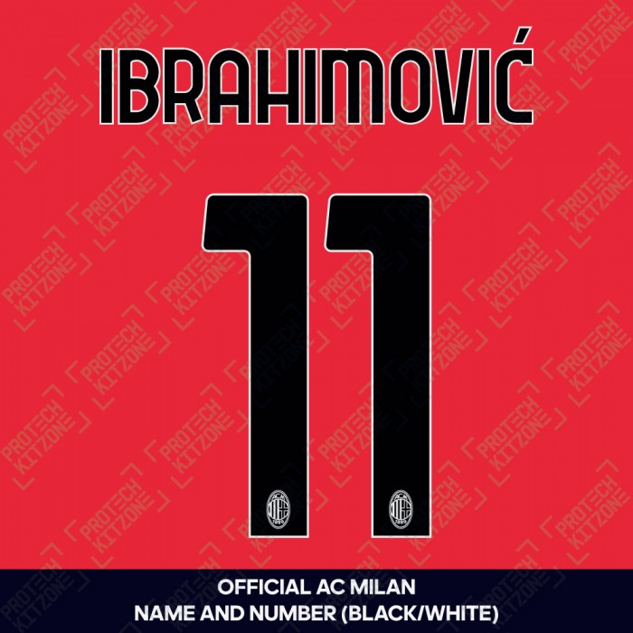 Ibrahimović 11 (Official AC Milan 2023/24 Home Club Name and Numbering)