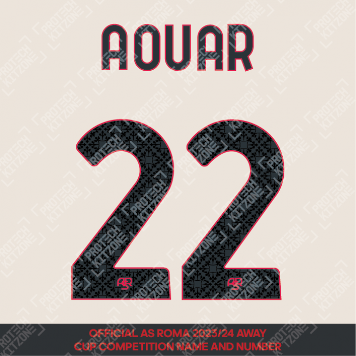 Aouar 22 (Official AS Roma 2023/24 Away Club Name and Numbering)