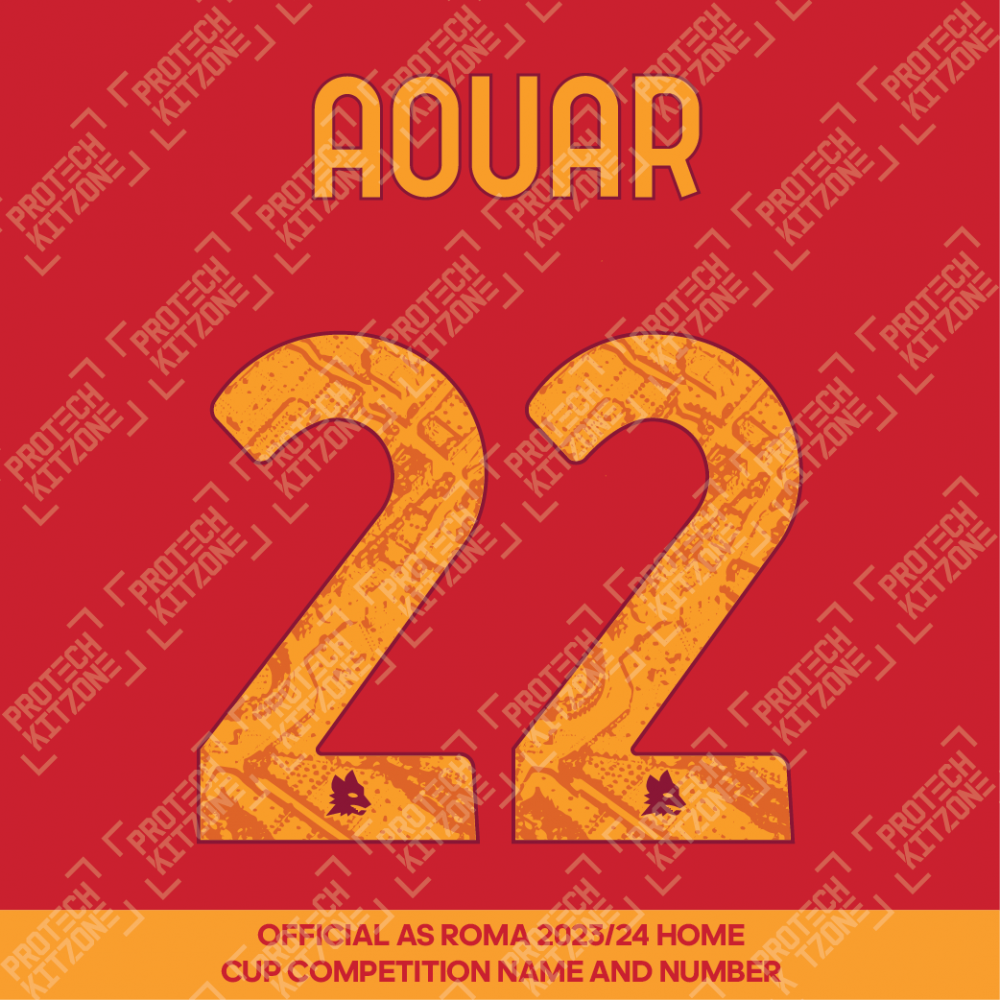 Aouar 22 (Official AS Roma 2023/24 Home Club Name and Numbering)