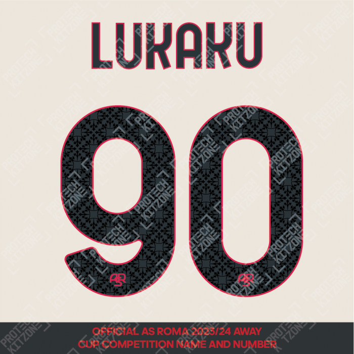 Lukaku 90 (Official AS Roma 2023/24 Away Club Name and Numbering)