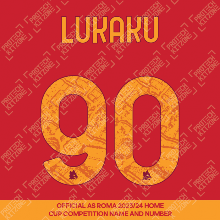Lukaku 90 (Official AS Roma 2023/24 Home Club Name and Numbering)