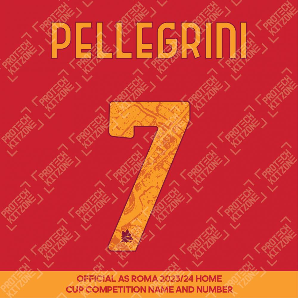 Pellegrini 7 (Official AS Roma 2023/24 Home Club Name and Numbering)