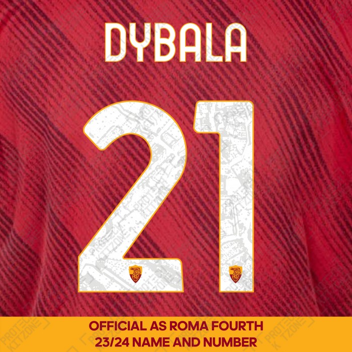 Dybala 21 (Official AS Roma 2023/24 Fourth Club Name and Numbering)