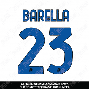 Inter Milan 2023/24 Away Shirt With Sponsors and Nameset