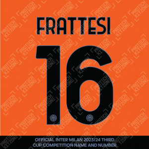 Frattesi 16 - Official Inter Milan 2023/24 Third Name and Numbering 