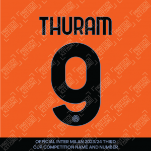 Thuram 9 - Official Inter Milan 2023/24 Third Name and Numbering 