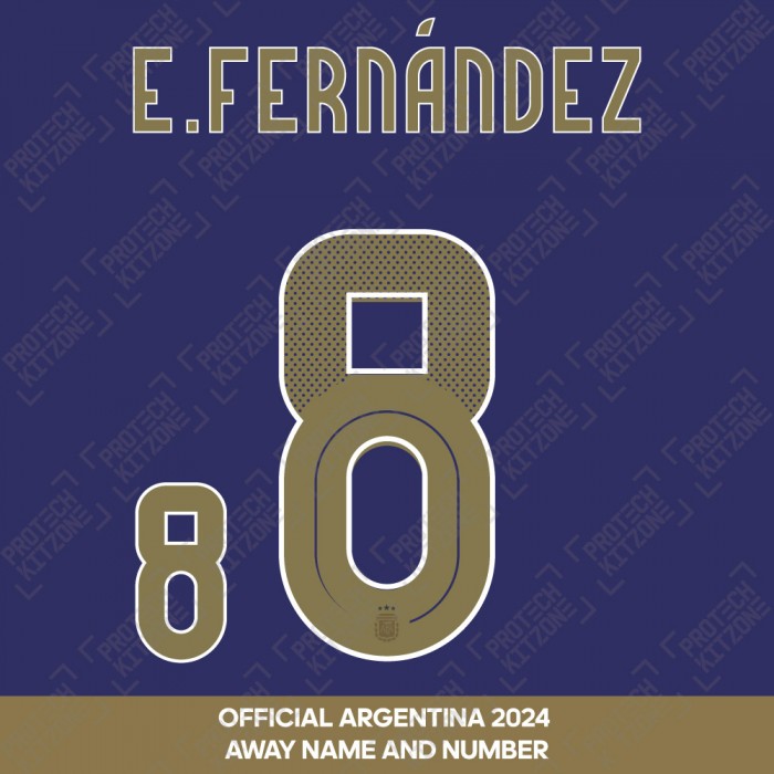 E. Fernández 8 - Official Argentina 2024 Away Name and Numbering 