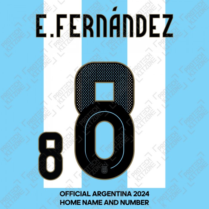 E. Fernandez 8 - Official Argentina 2024 Home Name and Numbering 