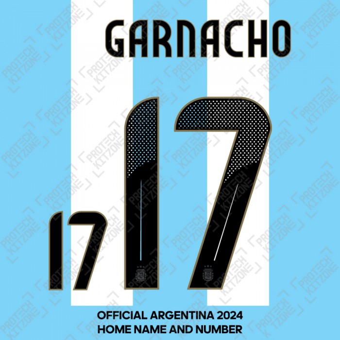 Garnacho 17 - Official Argentina 2024 Home Name and Numbering 