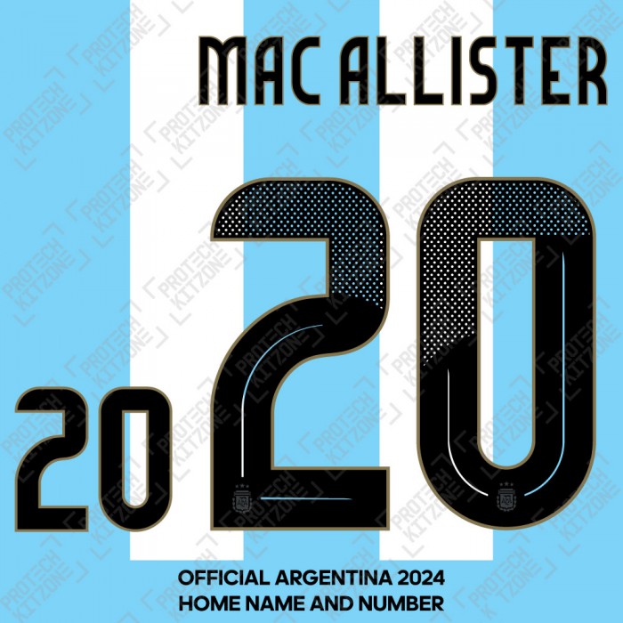 Mac Allister 20 - Official Argentina 2024 Home Name and Numbering 
