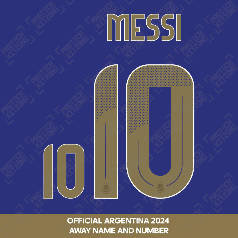 Messi 10 - Official Argentina 2024 Away Name and Numbering 