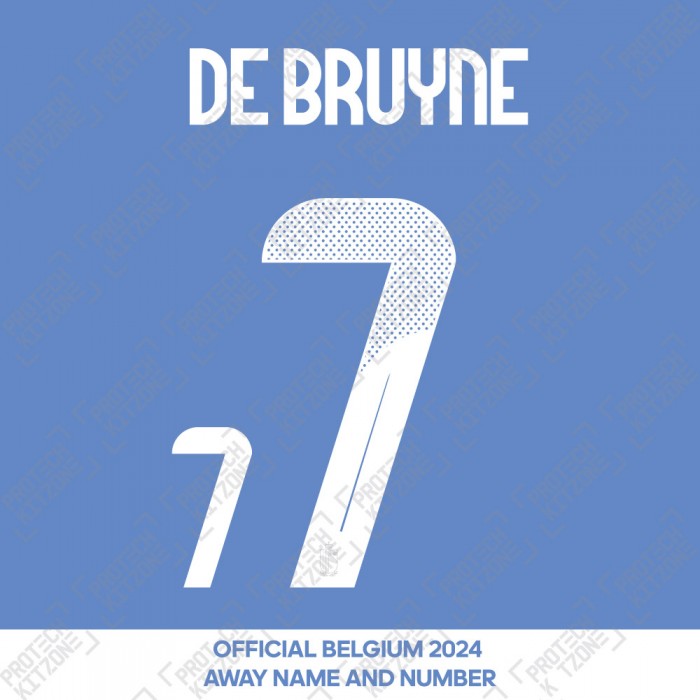 De Bruyne 7 - Official Belgium 2024 Away Name and Numbering 