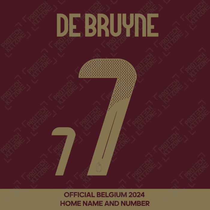 De Bruyne 7 - Official Belgium 2024 Home Name and Numbering 