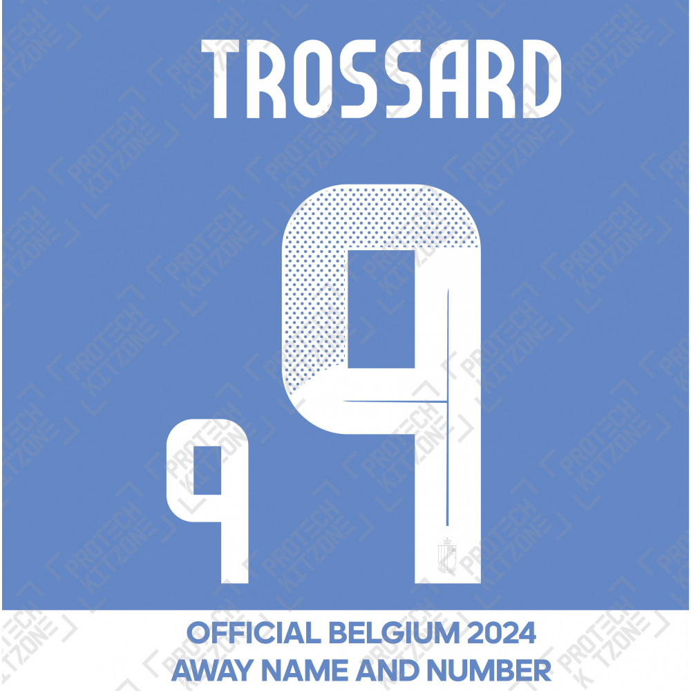 Trossard 9 - Official Belgium 2024 Away Name and Numbering Trossard 9 - Official Belgium 2024 Away Name and Numbering