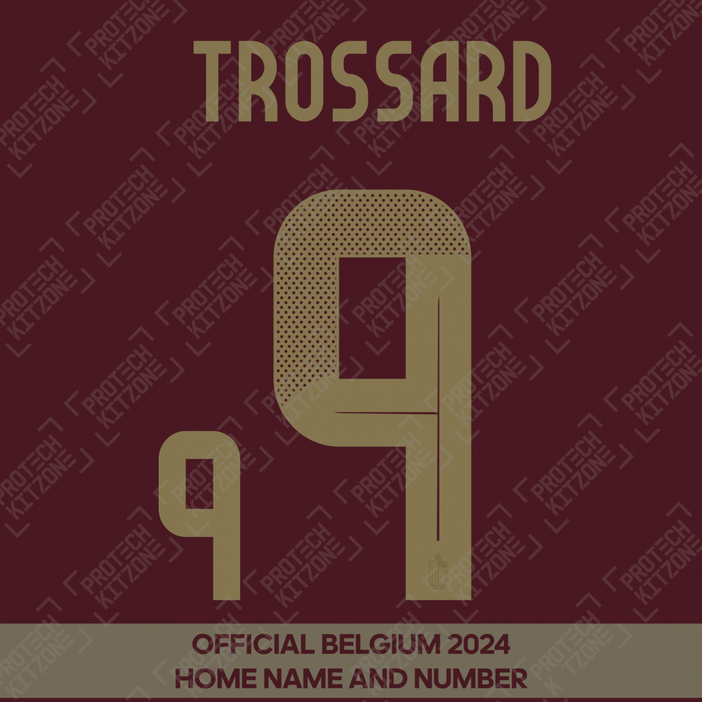 Trossard 9 - Official Belgium 2024 Home Name and Numbering Trossard 9 - Official Belgium 2024 Home Name and Numbering