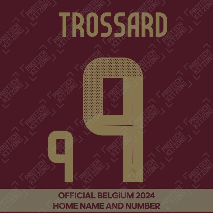 Trossard 9 - Official Belgium 2024 Home Name and Numbering 