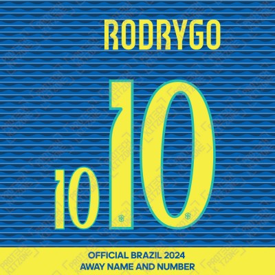 Rodrygo 10 - Official Brazil 2024 Away Name and Numbering 
