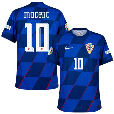 [Player Edition] Croatia 2024 Dri-Fit Adv. Away Shirt With Modrić 10 and Euro 2024 Patches 