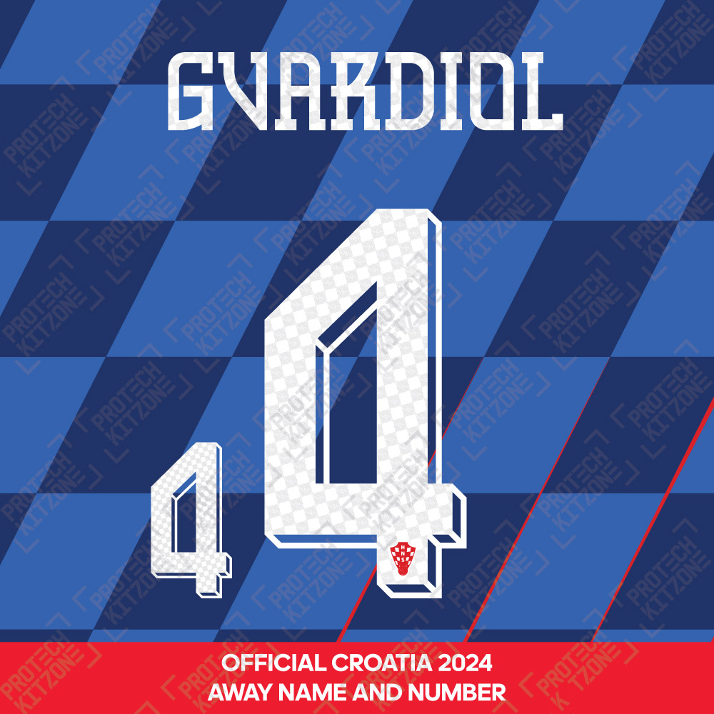 Gvardiol 4 (Official Croatia 2024 Away Name and Numbering) Gvardiol 4 (Official Croatia 2024 Away Name and Numbering)