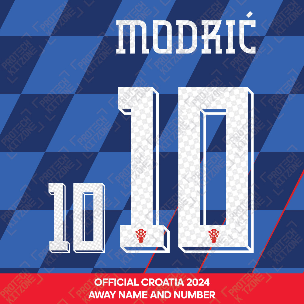 Modrić 10 (Official Croatia 2024 Away Name and Numbering) Modrić 10 (Official Croatia 2024 Away Name and Numbering)
