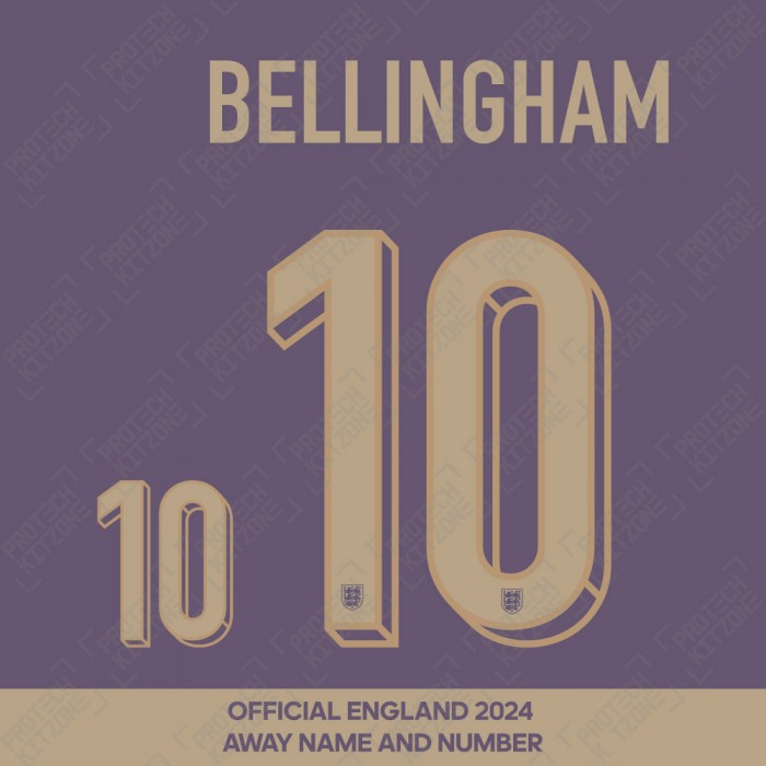 Bellingham 10 - Official England 2024 Away Name and Numbering