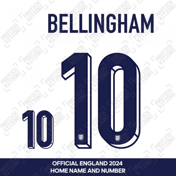 Bellingham 10 - Official England 2024 Home Name and Numbering