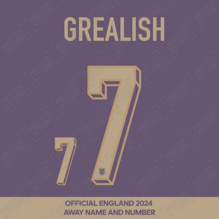 Grealish 7 - Official England 2024 Away Name and Numbering