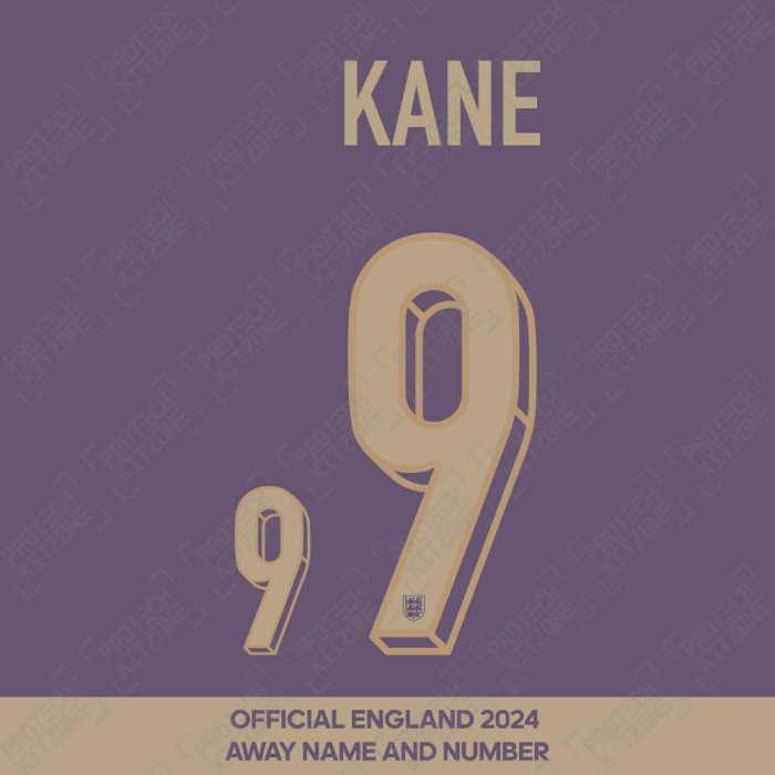 Kane 9 - Official England 2024 Away Name and Numbering