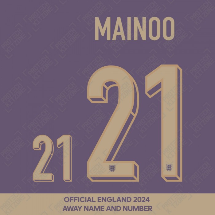 Mainoo 21 - Official England 2024 Away Name and Numbering