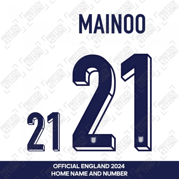 Mainoo 21 - Official England 2024 Home Name and Numbering