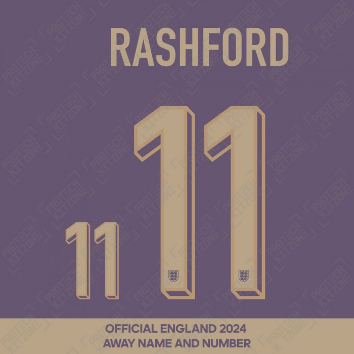 Rashford 11 - Official England 2024 Away Name and Numbering