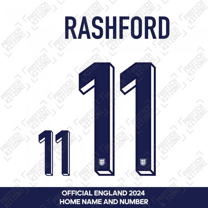 Rashford 11 - Official England 2024 Home Name and Numbering