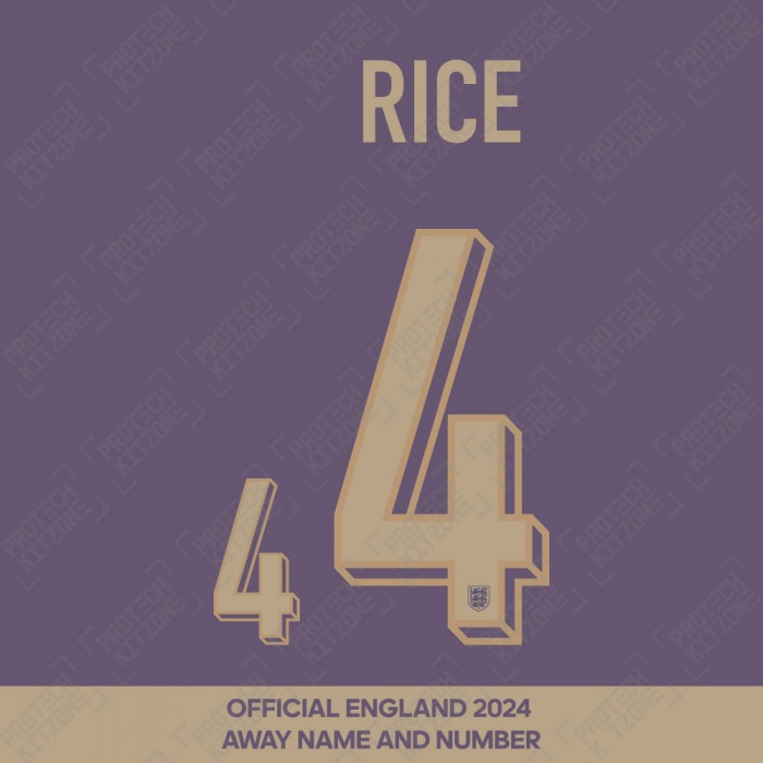 Rice 4 - Official England 2024 Away Name and Numbering