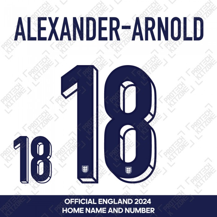 Alexander-Arnold 18 - Official England 2024 Home Name and Numbering