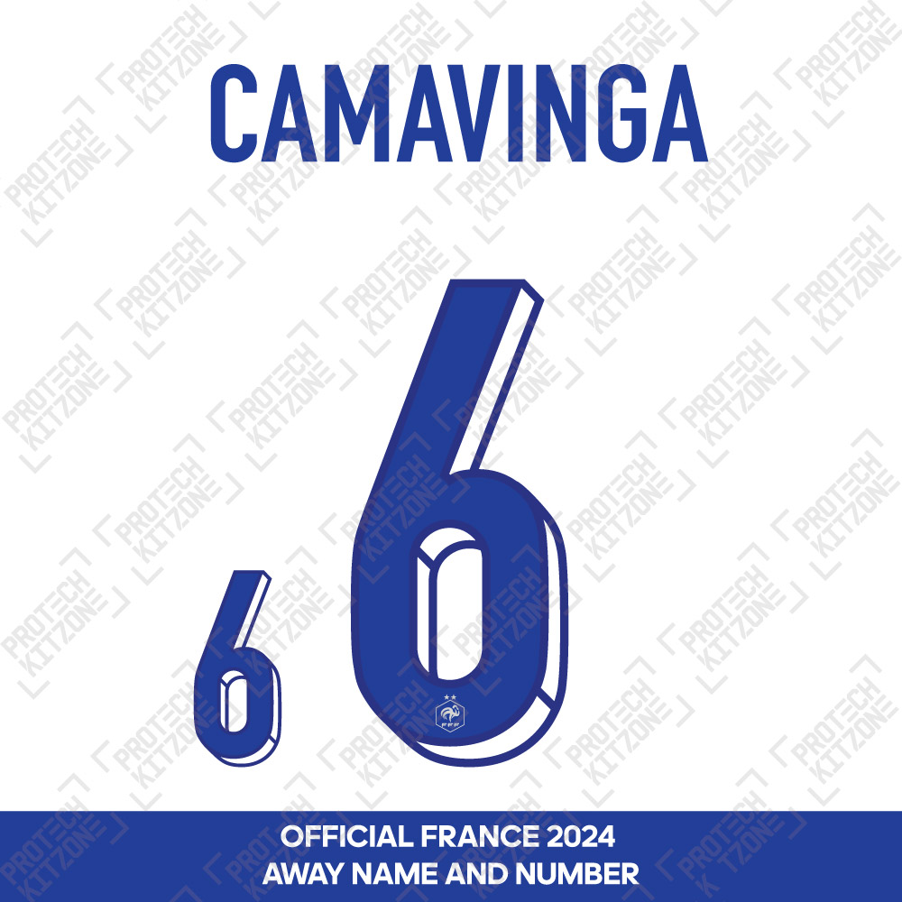 Camavinga 6 - Official France 2024 Away Name and Numbering (C6 24 FFF AW, Buy more Save more, ) by www.protechkitzone.com Camavinga 6 - Official France 2024 Away Name and Numbering