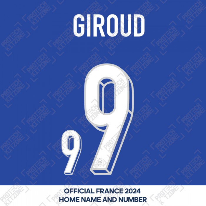 Giroud 9 - Official France 2024 Home Name and Numbering