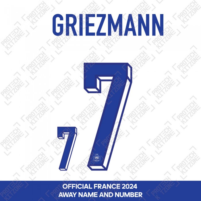 Griezmann 7 - Official France 2024 Away Name and Numbering